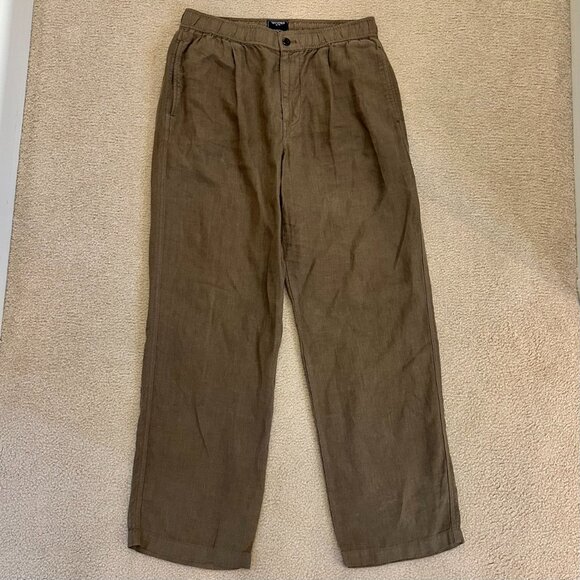 Todd Snyder Relaxed Linen Leisure Pant in Pale Oak - Picture 3 of 4